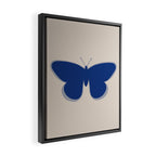 Butterfly Single in Blue and Stone Framed Canvas Print Gallery Image 2