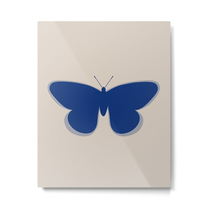 Butterfly Single in Blue and Stone Metal Print Gallery Image 1