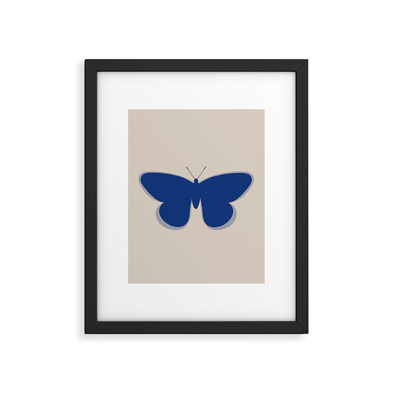 Butterfly Single in Blue and Stone Framed Art Print Gallery Image 6
