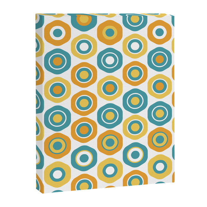 Buttons - Geometric Pattern in Turquoise, Orange, Yellow, and White Canvas Print Gallery Image 1