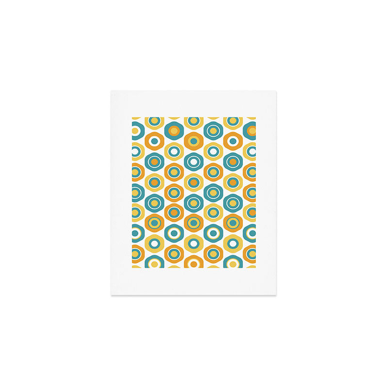 Buttons - Geometric Pattern in Turquoise, Orange, Yellow, and White Art Print Gallery Image 1