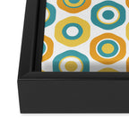 Buttons - Geometric Pattern in Turquoise, Orange, Yellow, and White Framed Canvas Print Gallery Image 3