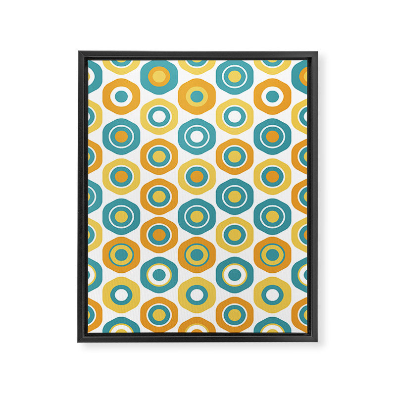 Buttons - Geometric Pattern in Turquoise, Orange, Yellow, and White Framed Canvas Print Gallery Image 6