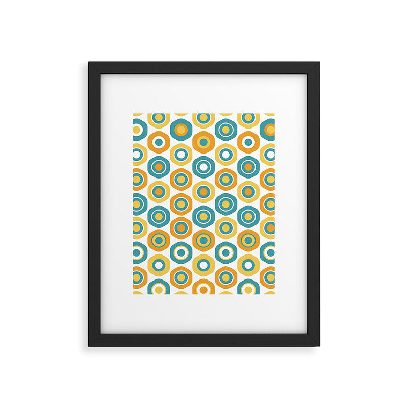 Buttons - Geometric Pattern in Turquoise, Orange, Yellow, and White Framed Art Print Gallery Image 4