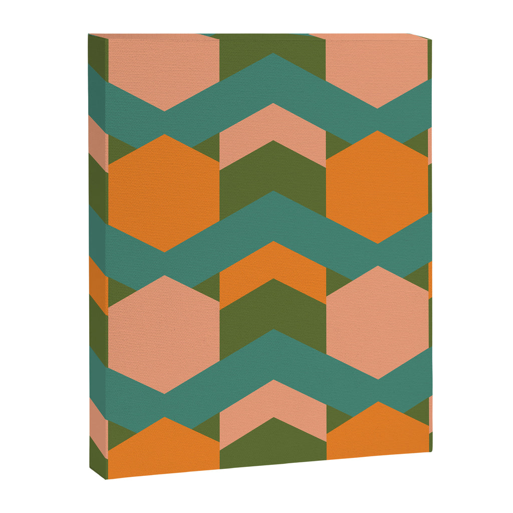 California Retro Deco Pattern in Peach Orange Green Teal Canvas Print Gallery Image 8