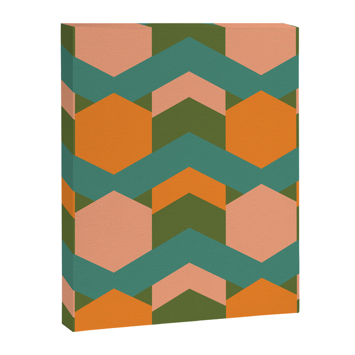 California Retro Deco Pattern in Peach Orange Green Teal Canvas Print Gallery Image 1