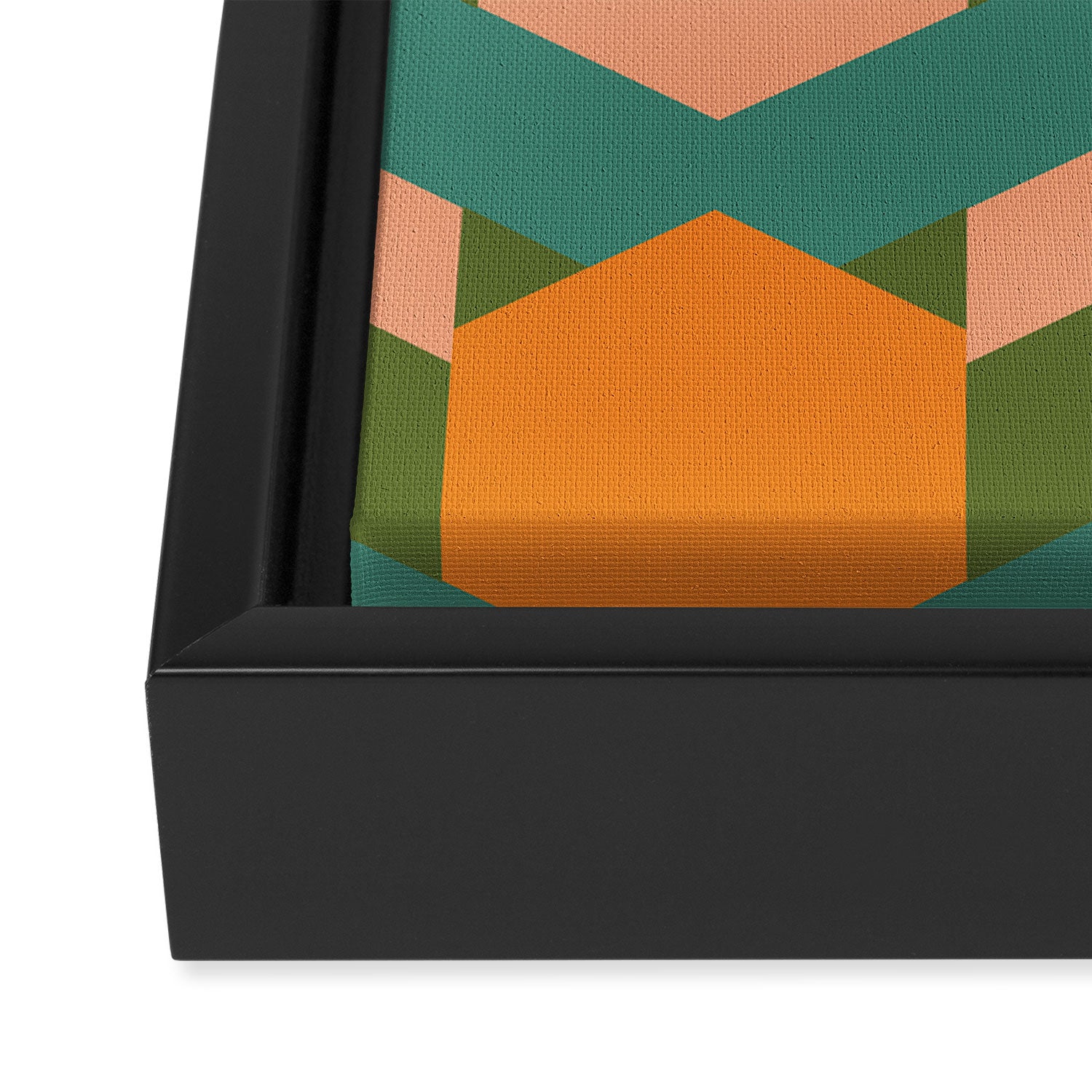 California Retro Deco Pattern in Peach Orange Green Teal Framed Canvas Print Gallery Image 3