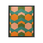 California Retro Deco Pattern in Peach Orange Green Teal Framed Canvas Print Gallery Image 8