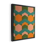 California Retro Deco Pattern in Peach Orange Green Teal Framed Canvas Print Gallery Image 2