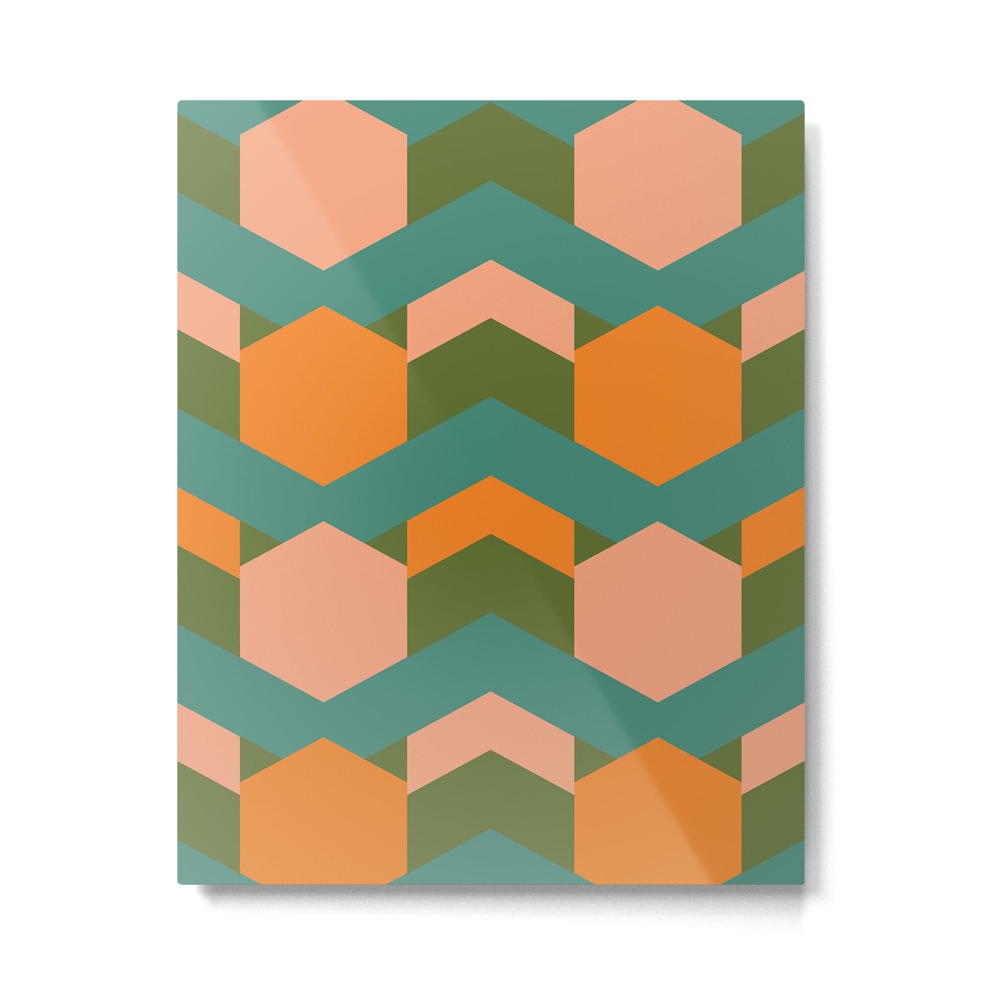 California Retro Deco Pattern in Peach Orange Green Teal Metal Print Gallery Image 6