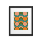California Retro Deco Pattern in Peach Orange Green Teal Framed Art Print Gallery Image 6