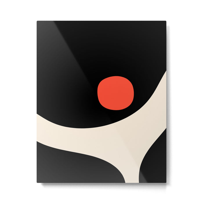 Catalan Still Life Minimalist Modern Abstract Black Orange Almond Cream Metal Print Gallery Image 1