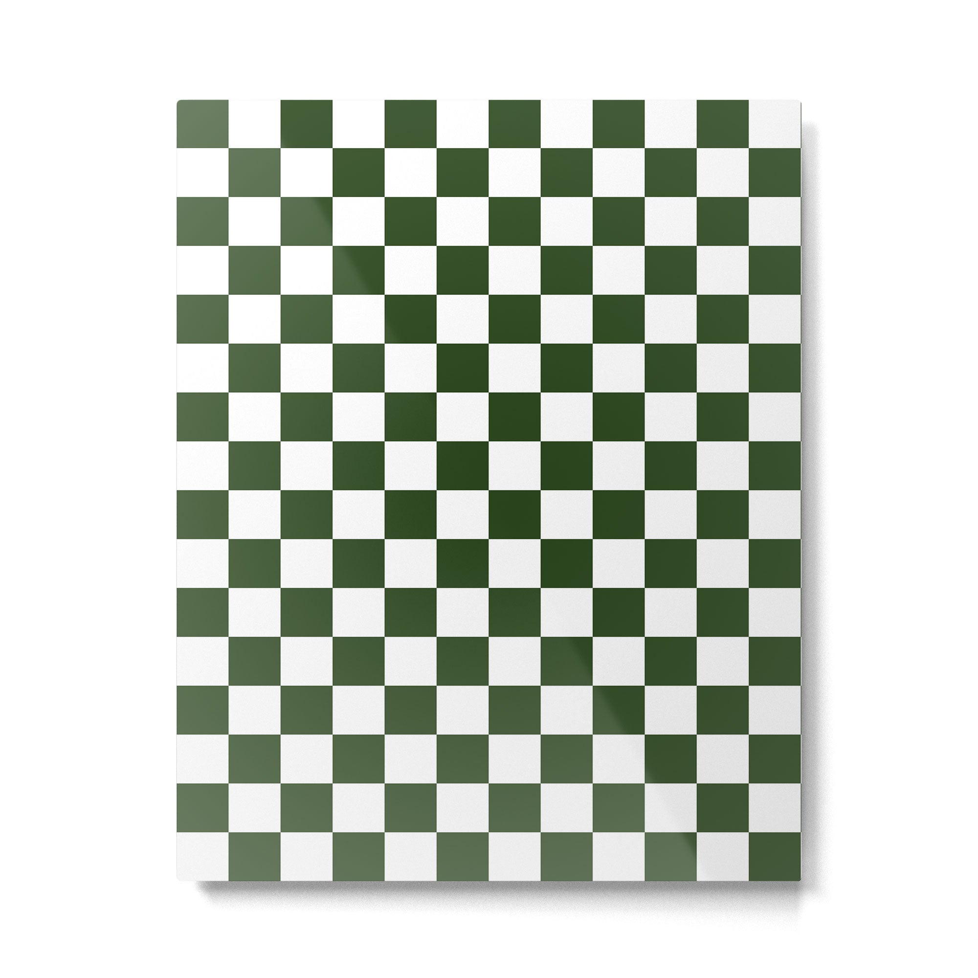 Checkerboard Check Checked Pattern in Dark Green and White Metal Print Gallery Image 6