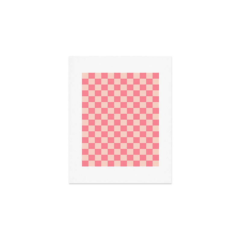 Checkerboard Check Checked Pattern in Pink and Blush Art Print Gallery Image 1