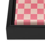 Checkerboard Check Checked Pattern in Pink and Blush Framed Canvas Print Gallery Image 3