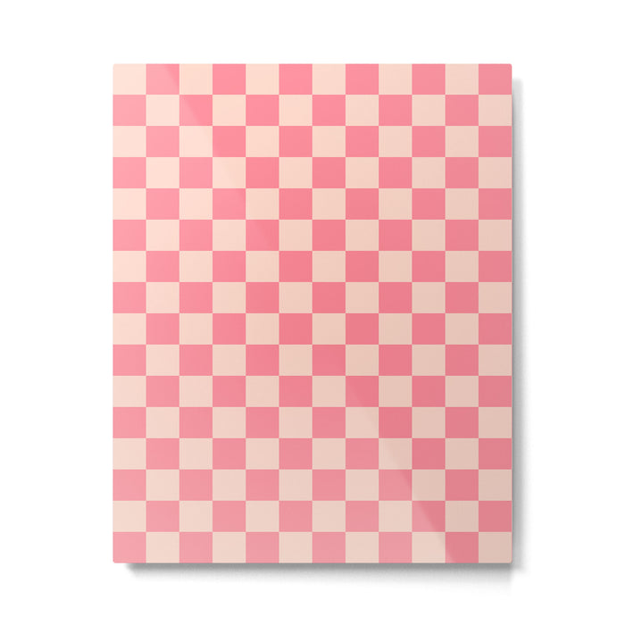 Checkerboard Check Checked Pattern in Pink and Blush Metal Print Gallery Image 1