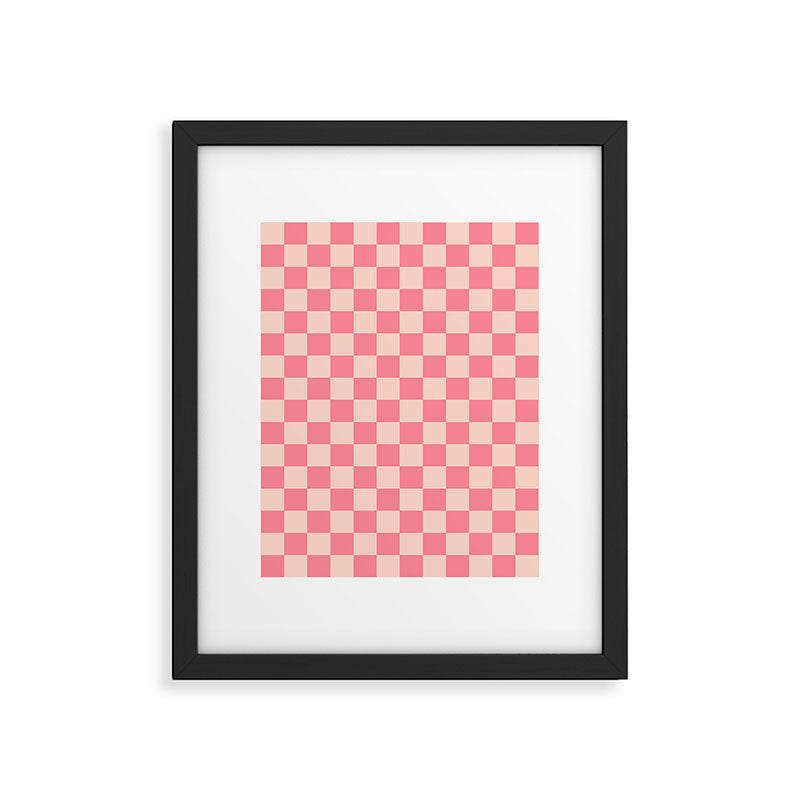 Checkerboard Check Checked Pattern in Pink and Blush Framed Art Print Gallery Image 6