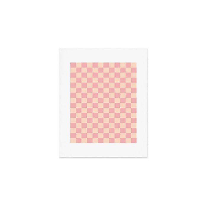 Checkerboard Check Checkered Pattern in Blush Pink and Cream Art Print Gallery Image 1