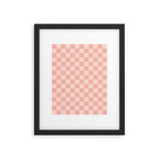 Checkerboard Check Checkered Pattern in Blush Pink and Cream Framed Art Print Gallery Image 6