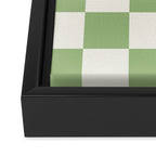 Checkerboard Check Checkered Pattern in Light Sage Green and Cream Framed Canvas Print Gallery Image 3