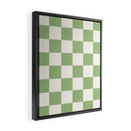 Checkerboard Check Checkered Pattern in Light Sage Green and Cream Framed Canvas Print Gallery Image 2