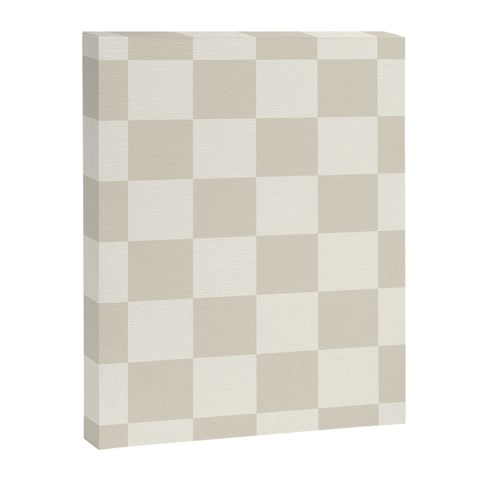 Checkerboard Check Checkered Pattern in Mushroom Beige and Cream Canvas Print Gallery Image 1