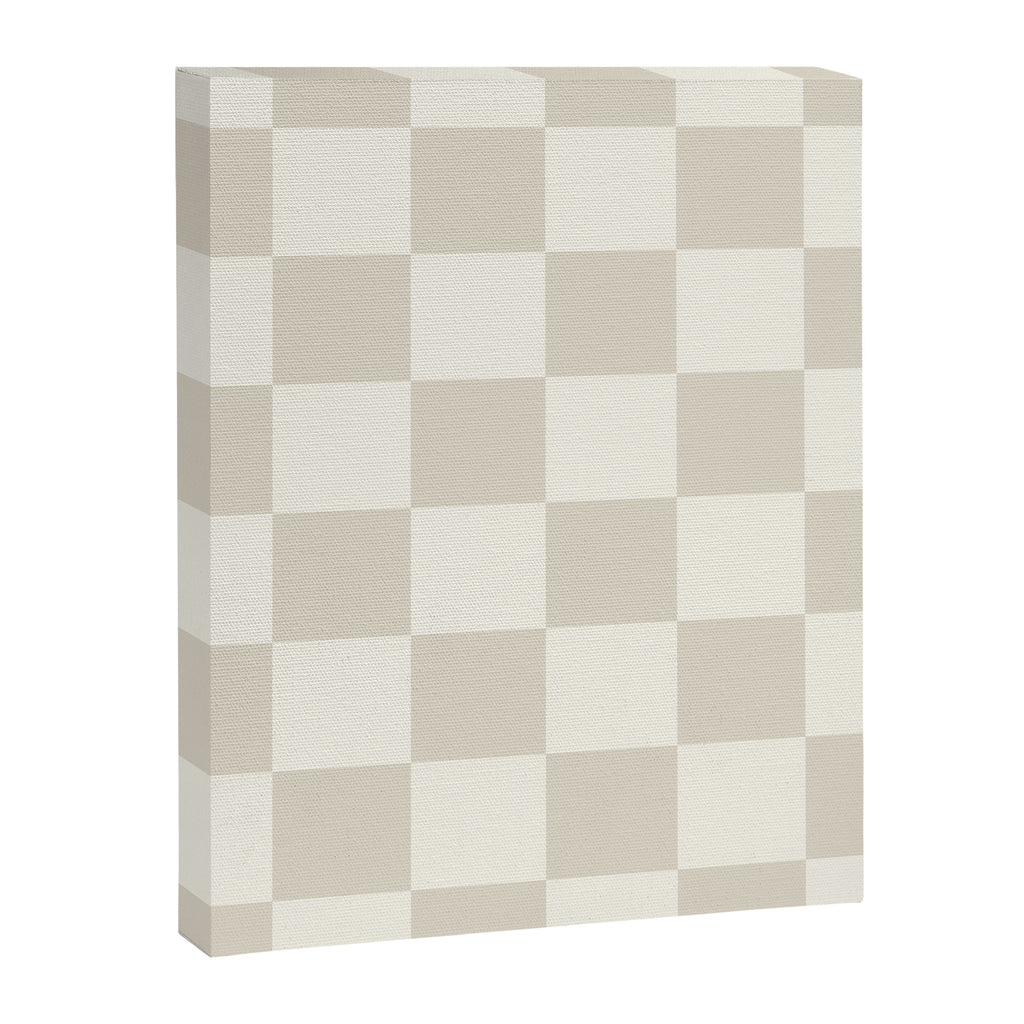 Checkerboard Check Checkered Pattern in Mushroom Beige and Cream Canvas Print Gallery Image 8