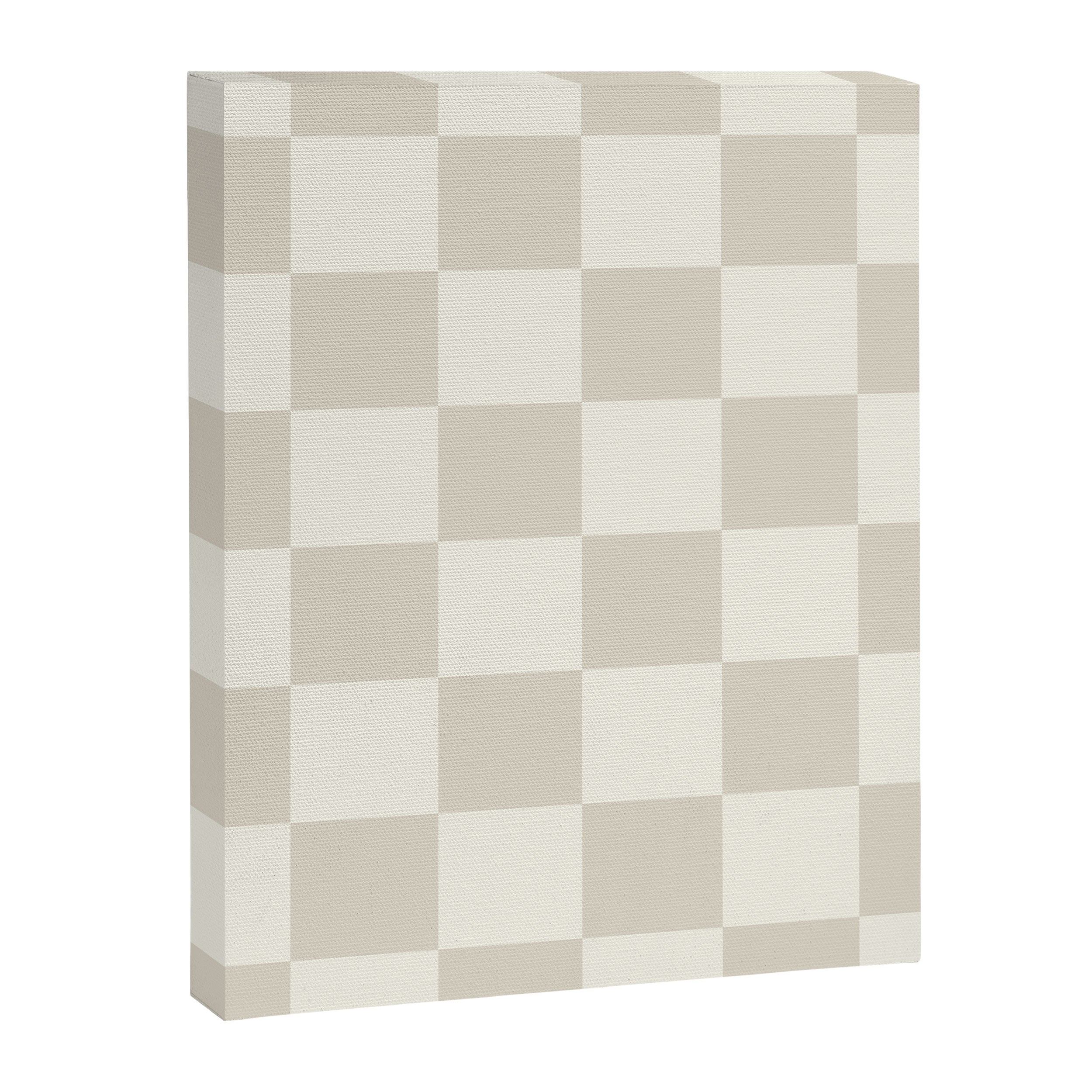 Checkerboard Check Checkered Pattern in Mushroom Beige and Cream Canvas Print Gallery Image 8