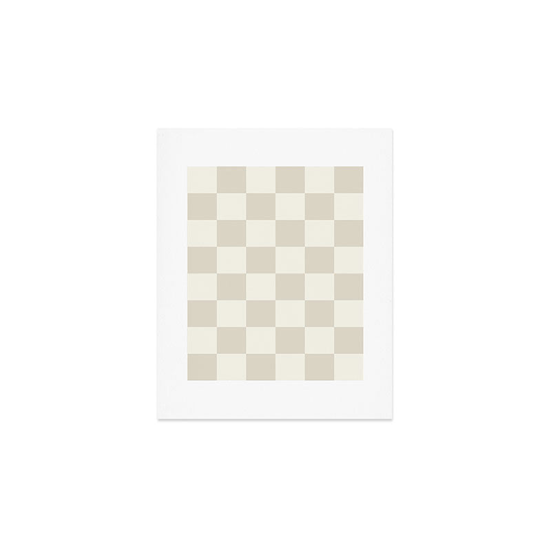 Checkerboard Check Checkered Pattern in Mushroom Beige and Cream Art Print Gallery Image 1