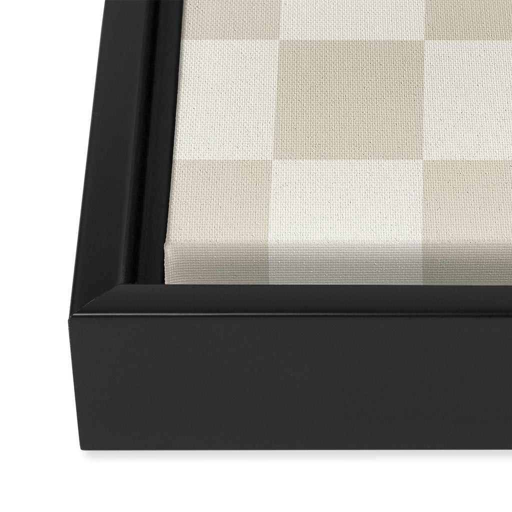 Checkerboard Check Checkered Pattern in Mushroom Beige and Cream Framed Canvas Print Gallery Image 3