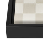 Checkerboard Check Checkered Pattern in Mushroom Beige and Cream Framed Canvas Print Gallery Image 3