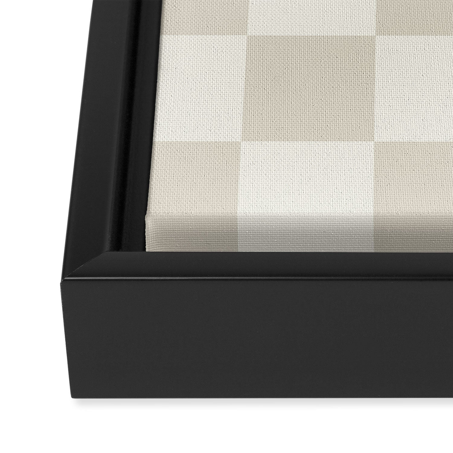 Checkerboard Check Checkered Pattern in Mushroom Beige and Cream Framed Canvas Print Gallery Image 3