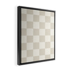 Checkerboard Check Checkered Pattern in Mushroom Beige and Cream Framed Canvas Print Gallery Image 2