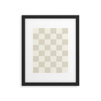 Checkerboard Check Checkered Pattern in Mushroom Beige and Cream Framed Art Print Gallery Image 6