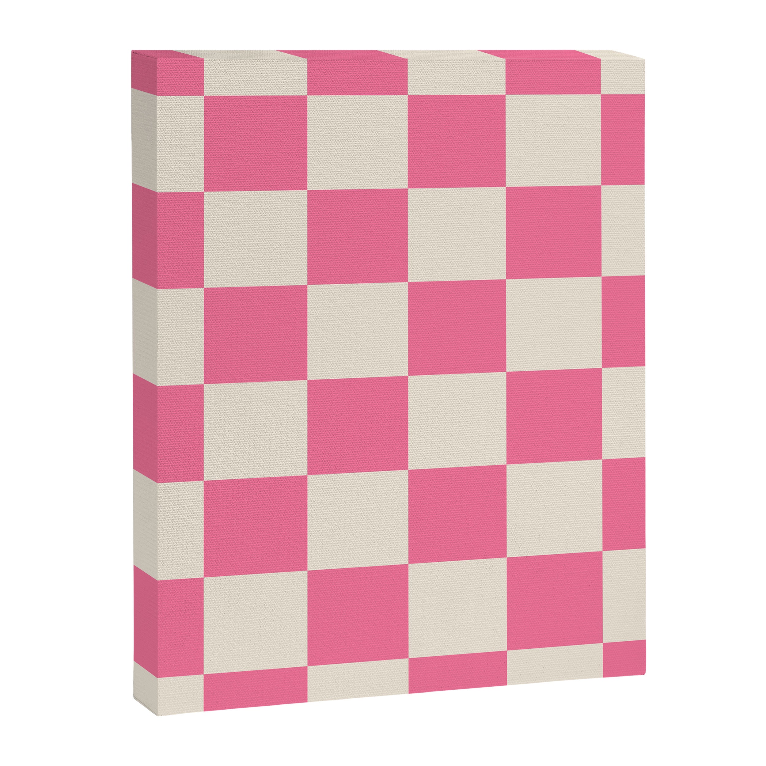 Checkerboard Check Checkered Pattern in Pink and Cream Beige Canvas Print Gallery Image 8