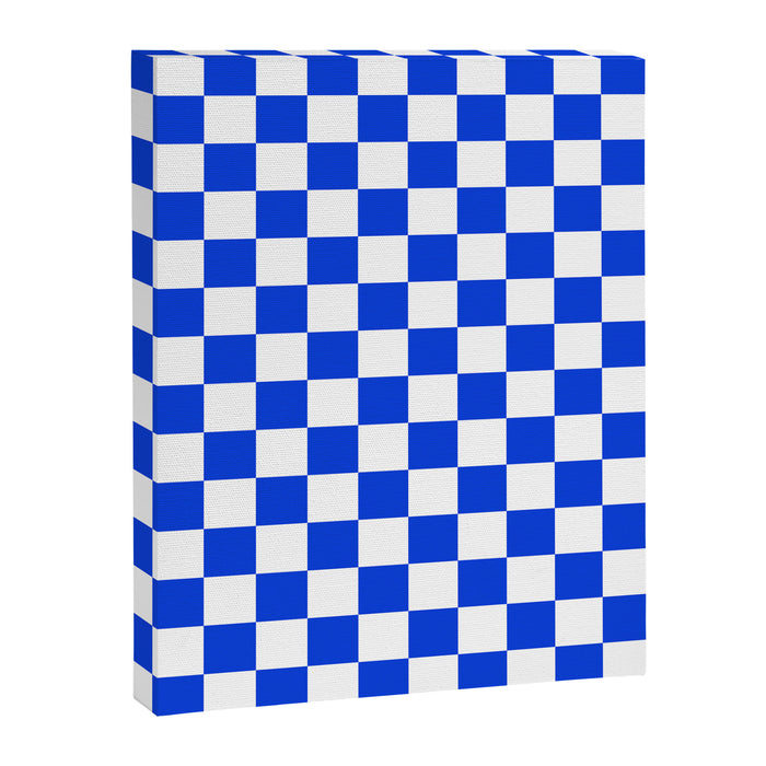 Checkerboard Check Checkered Pattern in Royal Blue and White  Canvas Print Gallery Image 1