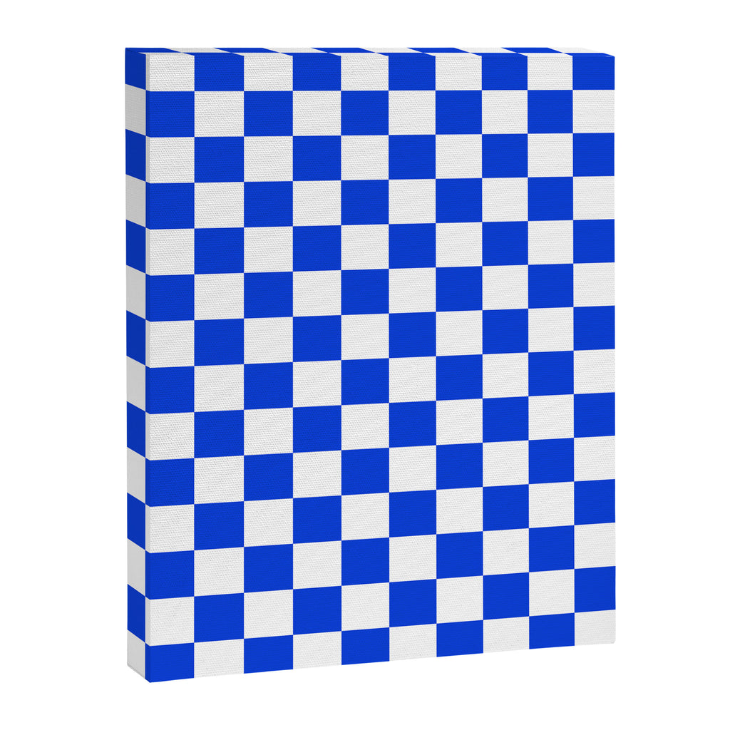 Checkerboard Check Checkered Pattern in Royal Blue and White  Canvas Print Gallery Image 8
