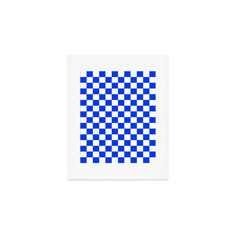 Checkerboard Check Checkered Pattern in Royal Blue and White  Art Print Gallery Image 1