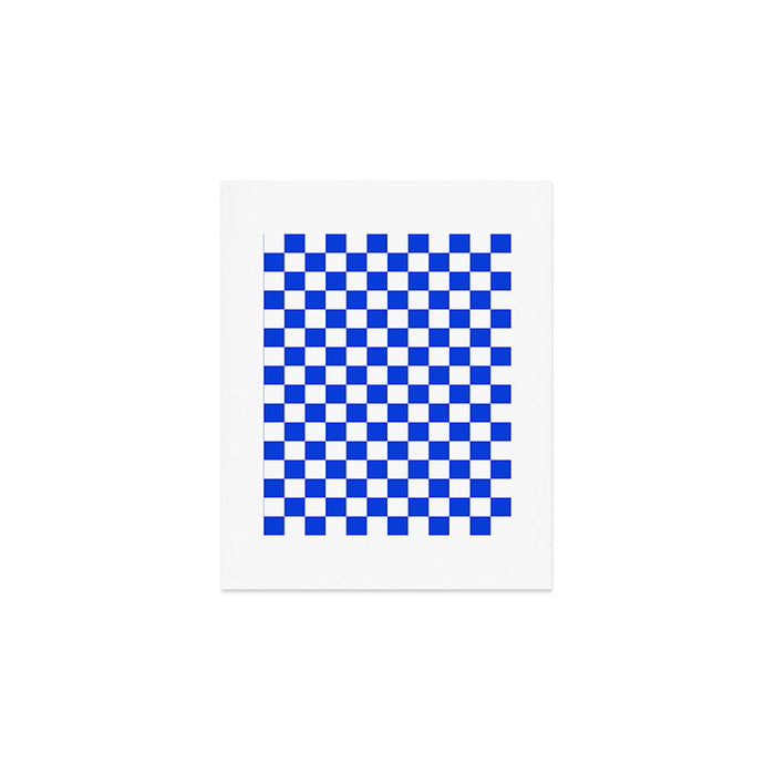 Checkerboard Check Checkered Pattern in Royal Blue and White  Art Print Gallery Image 1