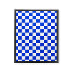 Checkerboard Check Checkered Pattern in Royal Blue and White  Framed Canvas Print Gallery Image 8