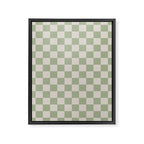 Checkerboard Check Checkered Pattern in Sage Green and Beige Framed Canvas Print Gallery Image 8