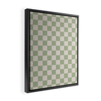 Checkerboard Check Checkered Pattern in Sage Green and Beige Framed Canvas Print Gallery Image 2