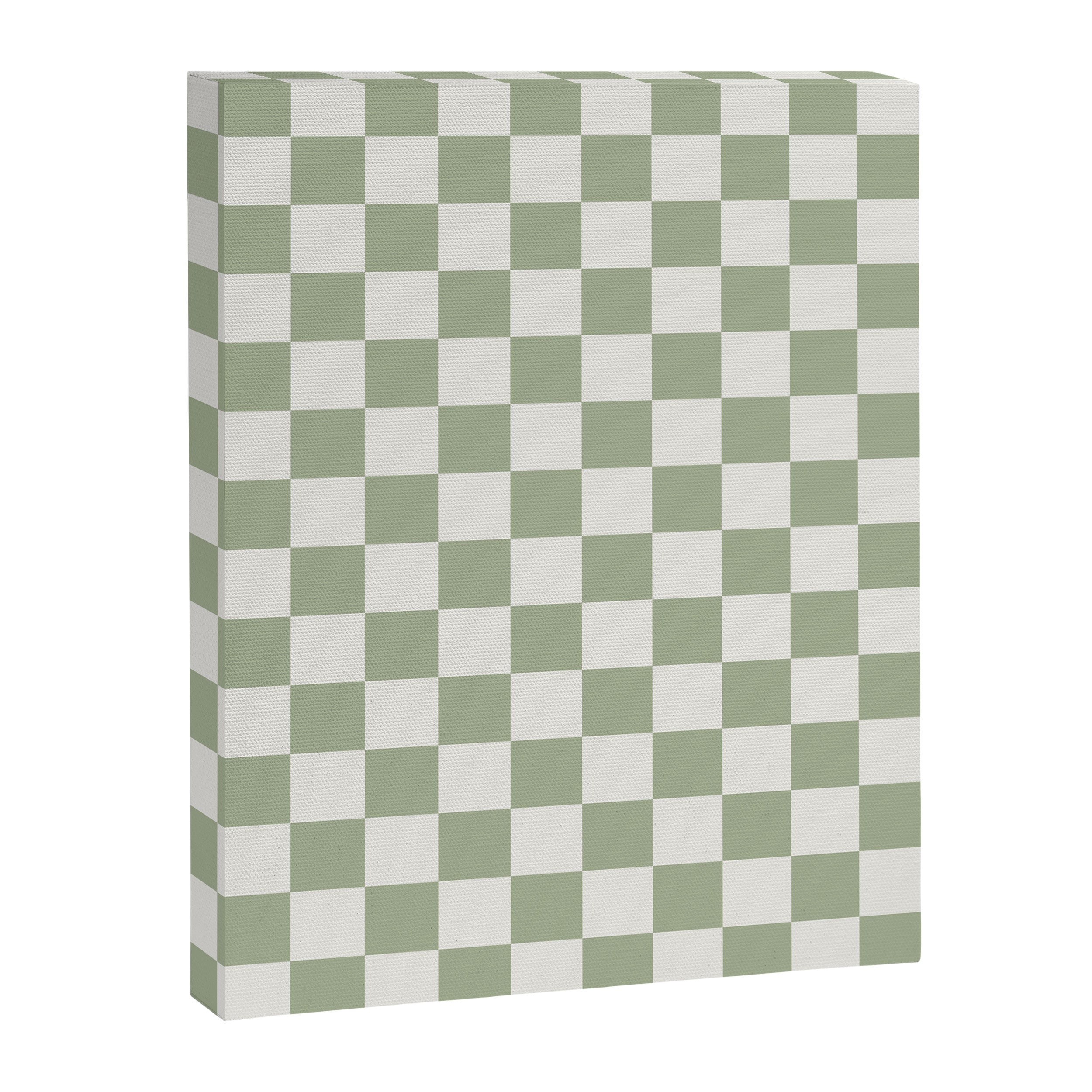 Checkerboard Check Checkered Pattern in Sage Green and Off White Canvas Print Gallery Image 8