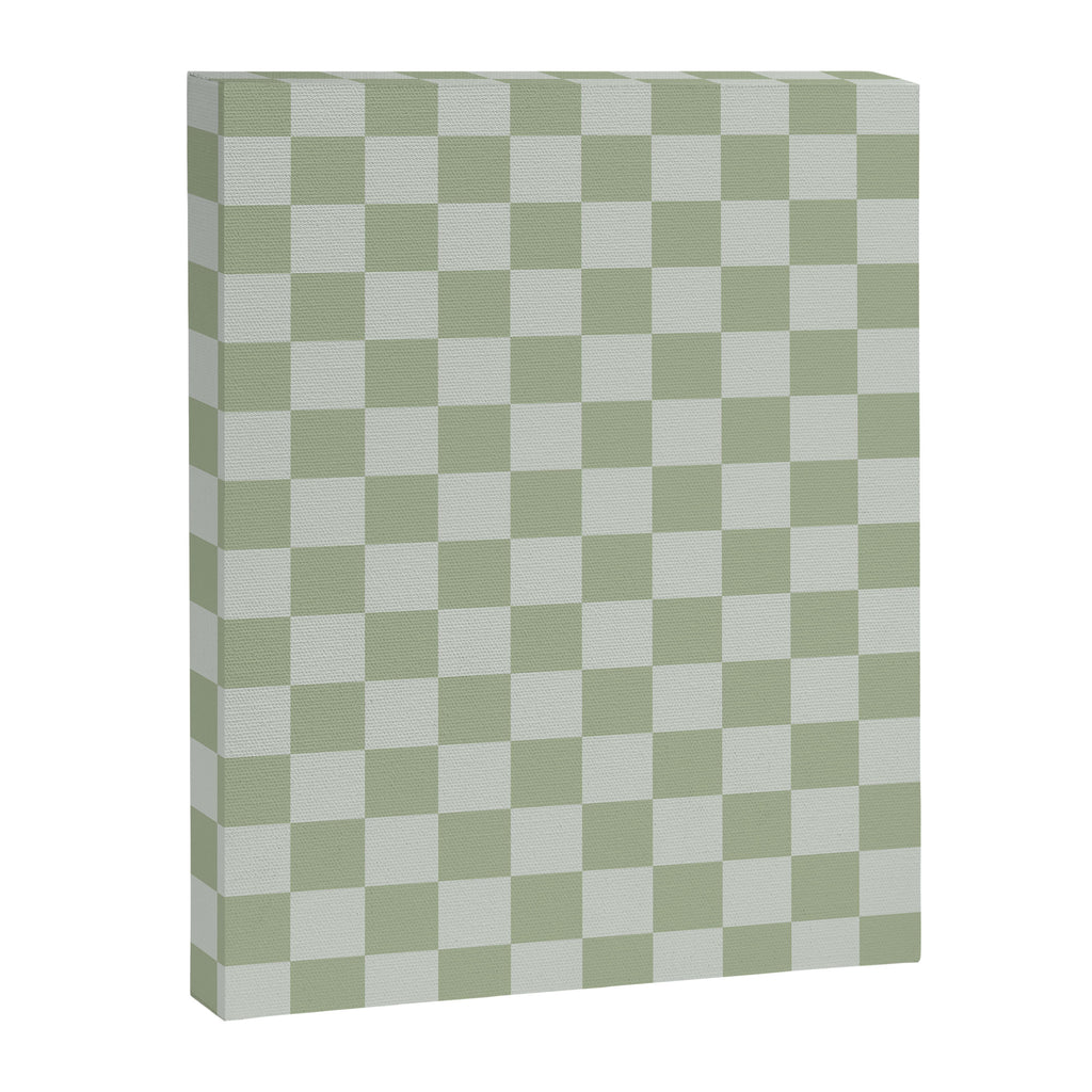Checkerboard Check Checkered Pattern in Sage Green Canvas Print Gallery Image 8