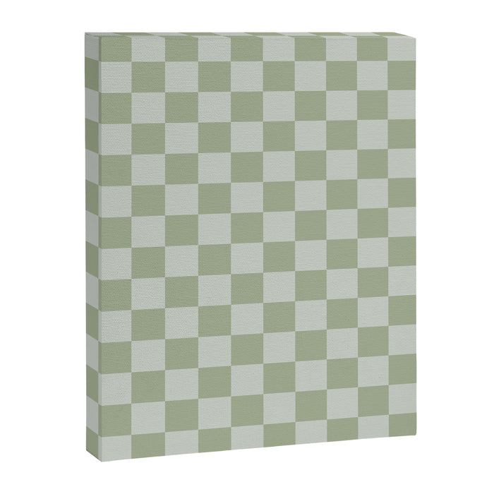 Checkerboard Check Checkered Pattern in Sage Green Canvas Print Gallery Image 1