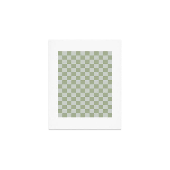 Checkerboard Check Checkered Pattern in Sage Green Art Print Gallery Image 1