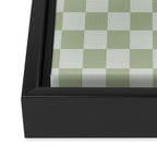 Checkerboard Check Checkered Pattern in Sage Green Framed Canvas Print Gallery Image 3