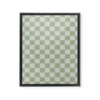 Checkerboard Check Checkered Pattern in Sage Green Framed Canvas Print Gallery Image 8