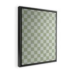 Checkerboard Check Checkered Pattern in Sage Green Framed Canvas Print Gallery Image 2
