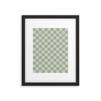 Checkerboard Check Checkered Pattern in Sage Green Framed Art Print Gallery Image 6